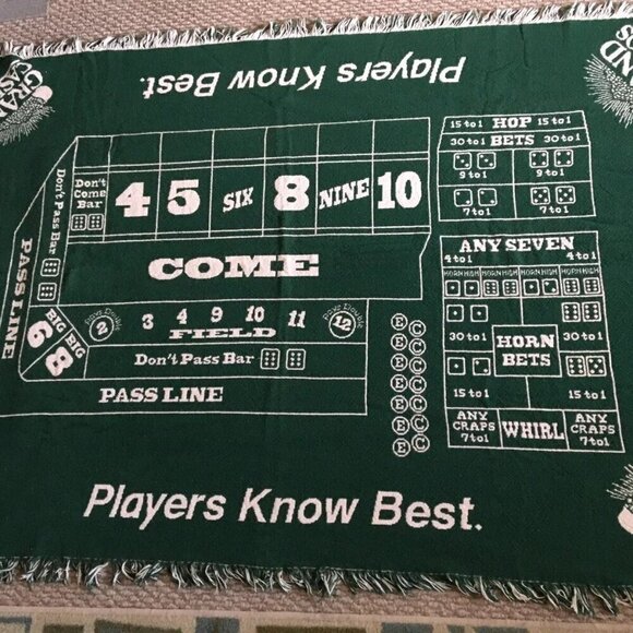 Vintage Grand Casino Craps Table Woven Blanket Throw 67" x 47" - Picture 1 of 3
